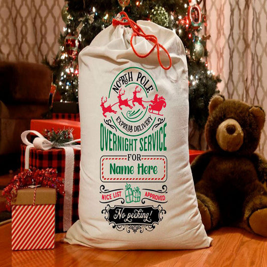 North Pole Overnight Service Christmas Sack, Gift For Chidren, Christmas Bag Gift, Christmas Gift 2023