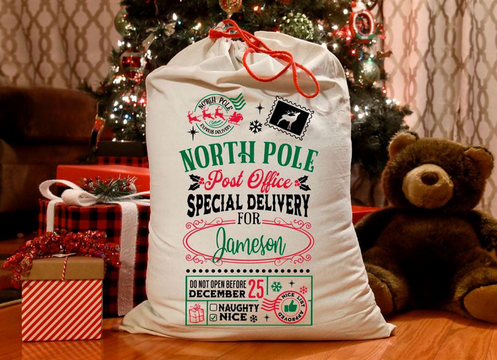 North Pole Post Office Christmas Sack, Gift For Chidren, Christmas Bag Gift, Christmas Gift 2023