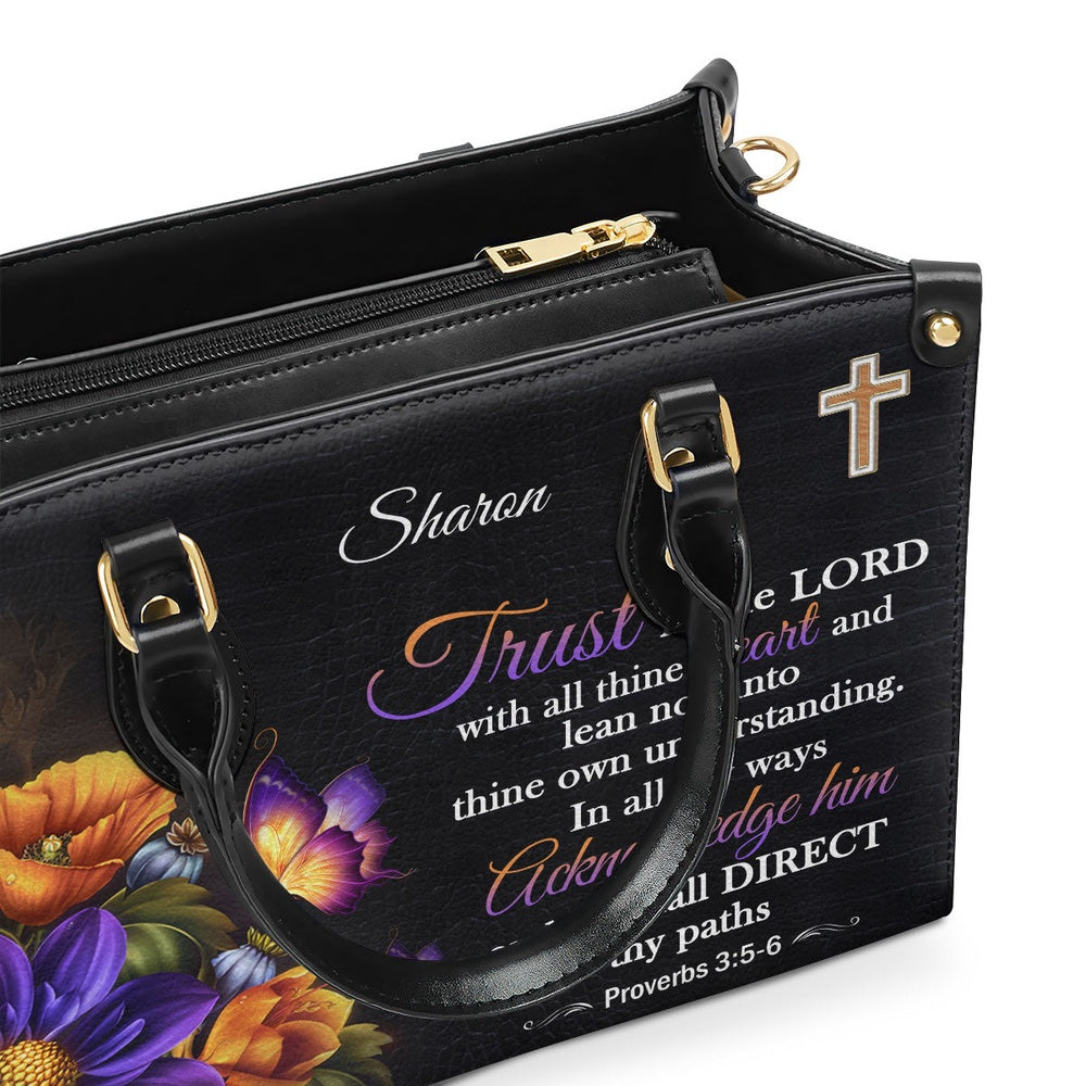 Personalized Christian Leather Bag, Trust In The Lord Leather Handbags, Faith Handbag