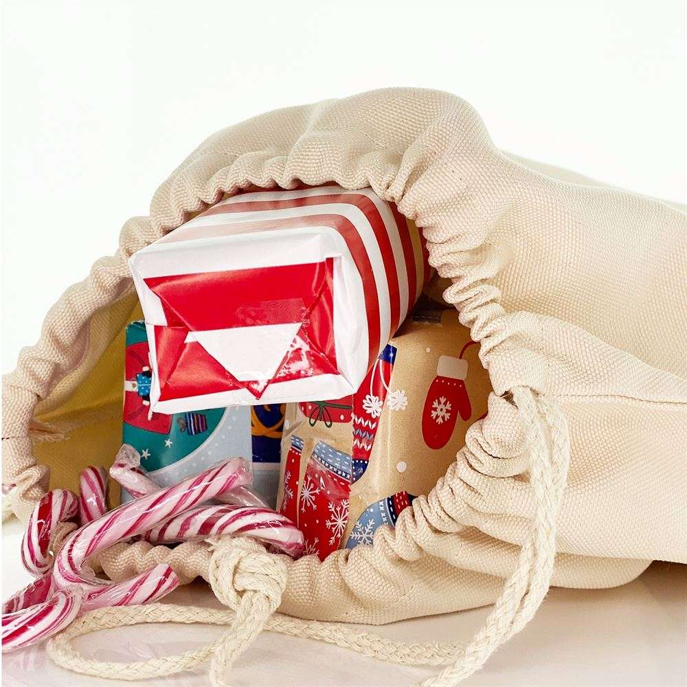 Red Text and Red White Spiral Rose Reindeer Unicorn Christmas Sack, Gift For Chidren, Christmas Bag Gift, Christmas Gift 2023